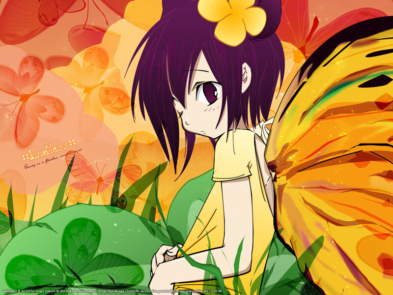 Anime girl with butterfly wings