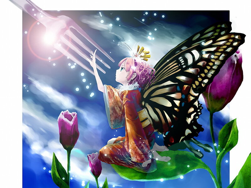 anime girl with butterfly wings