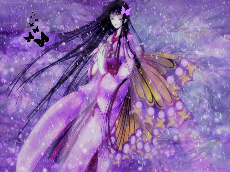 Anime girl with butterfly wings