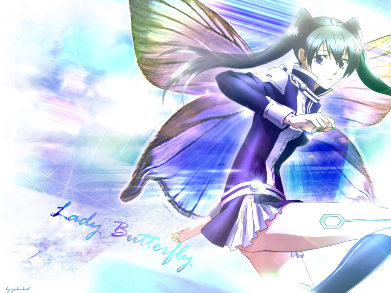 Anime Girl with Butterfly Wings — Blue, Dynamic