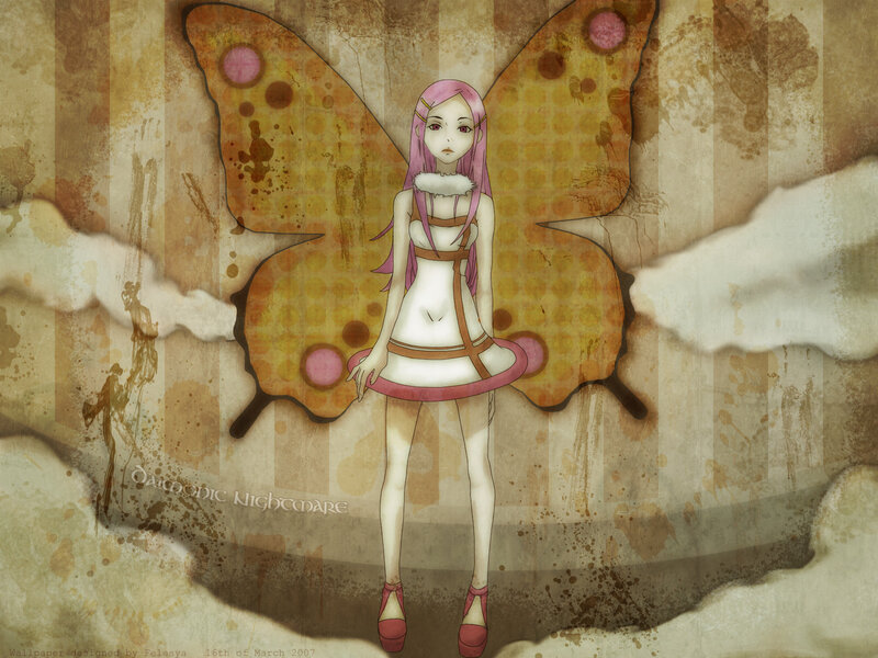 Anime Girl with Butterfly Wings — Brown