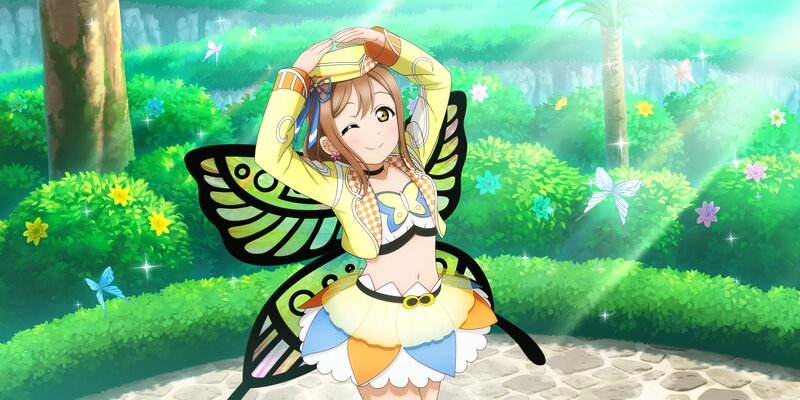 Anime Girl with Butterfly Wings — Green, Cheerful, Afternoon, Butterfly Wings