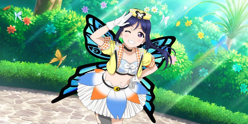 Anime Girl with Butterfly Wings — Green, Cheerful