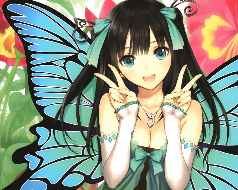 Anime Girl with Butterfly Wings — Green