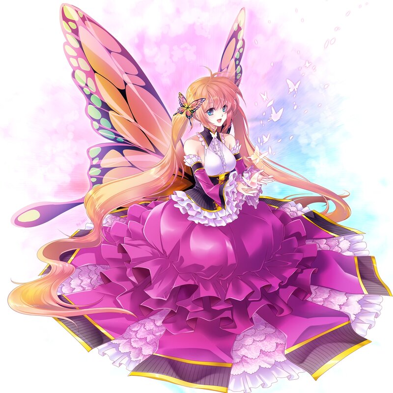 Anime Girl with Butterfly Wings — Pink, Fantasy