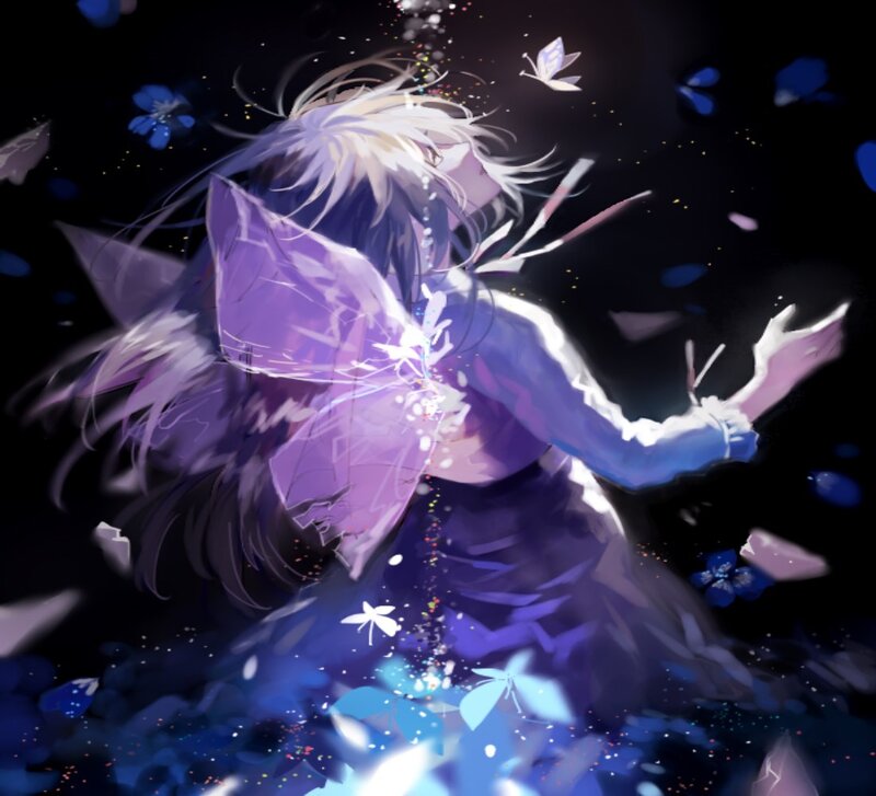 Anime Girl with Butterfly Wings — Purple, Dreamy, Night