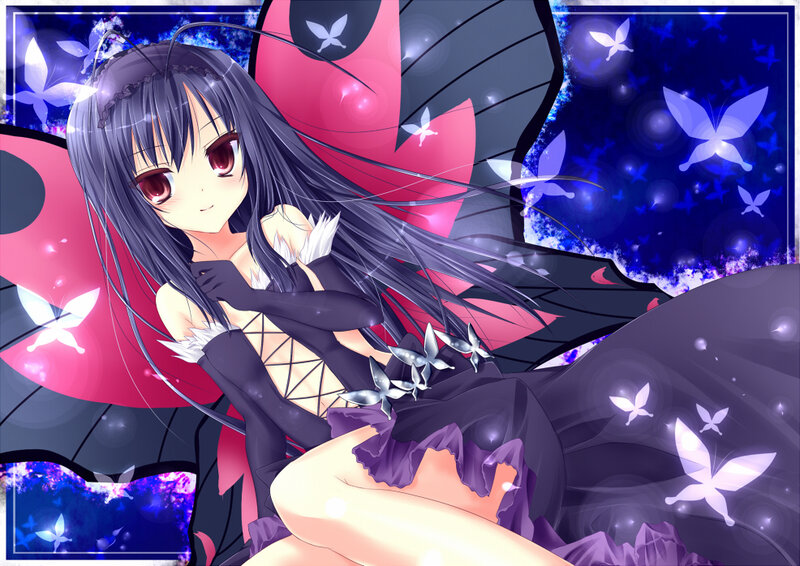 Anime Girl with Butterfly Wings — Purple, Dreamy