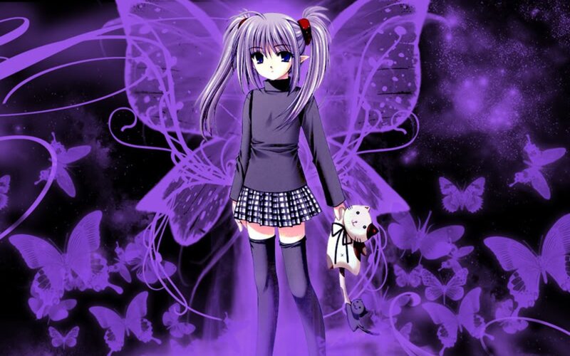 Anime Girl with Butterfly Wings — Purple, Mystical