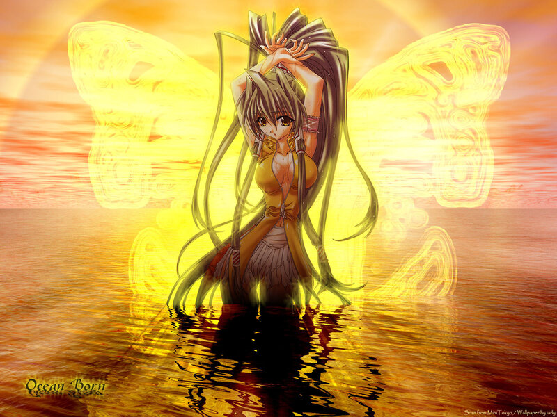 Anime Girl with Butterfly Wings — Yellow