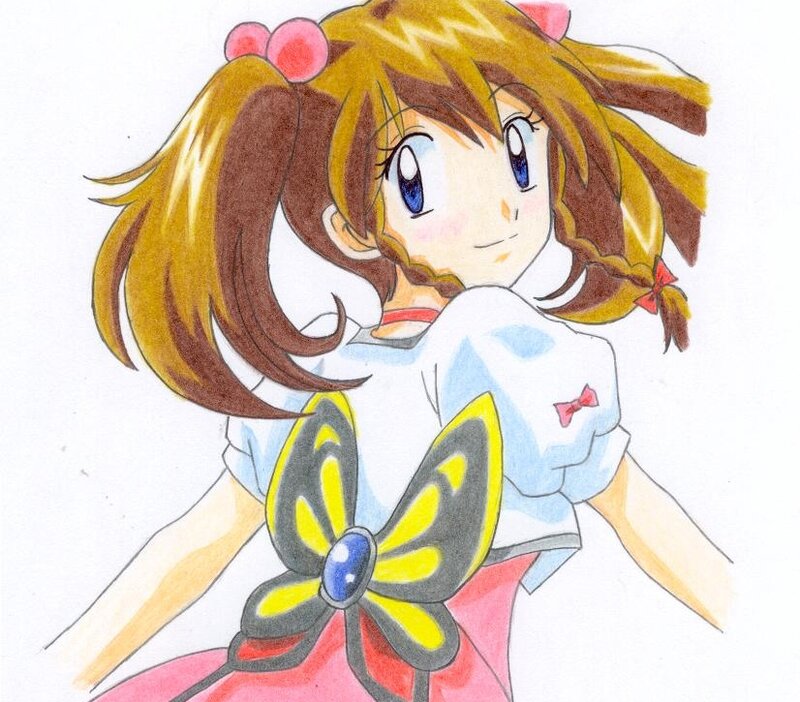 Anime Girl with Butterfly — Yellow, Cheerful
