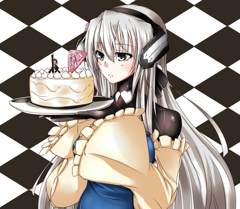 anime girl with cake