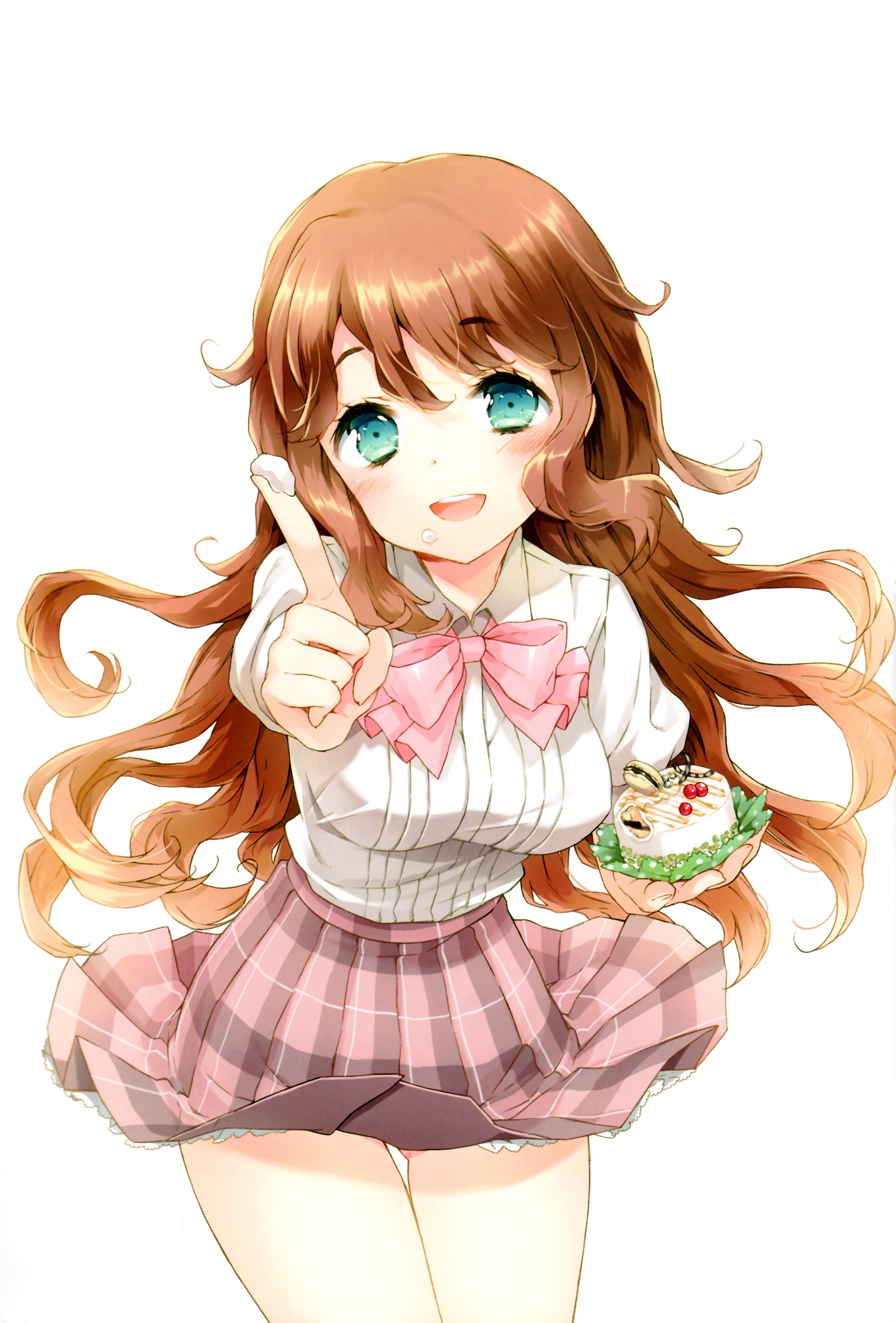 anime girl with cake