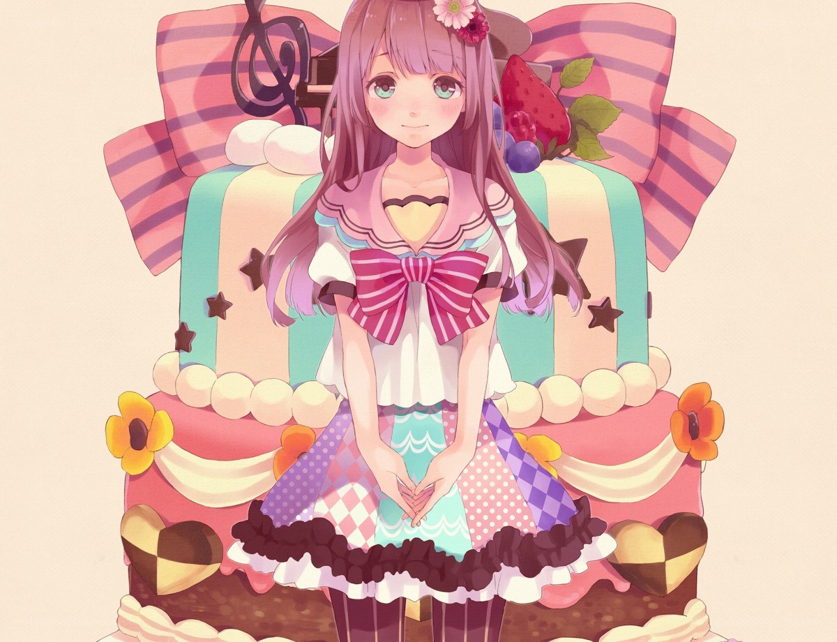 anime girl with cake