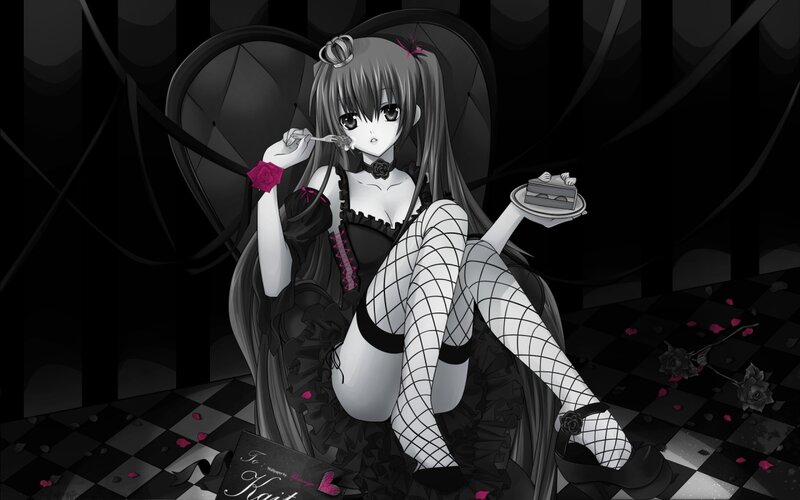 anime girl with cake