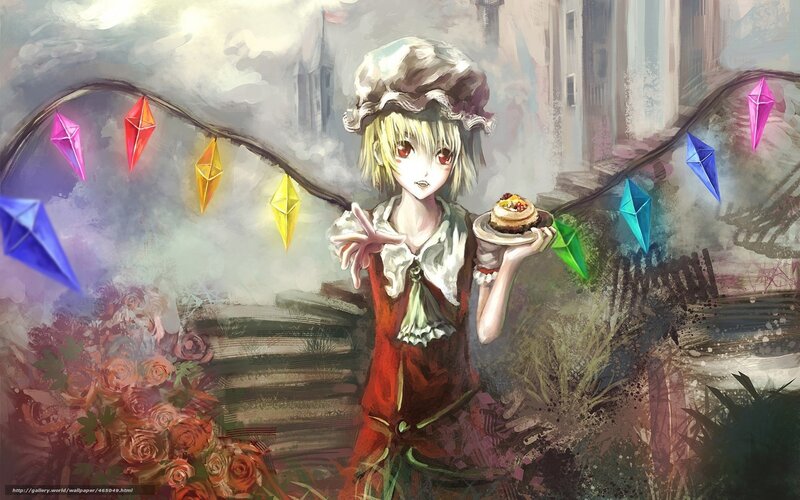 Anime girl with cake and lights