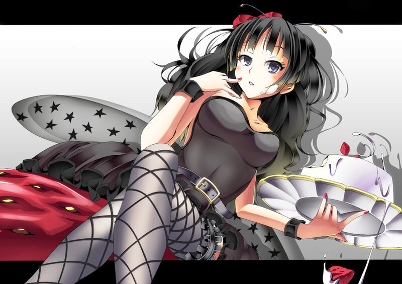 anime girl with cake and wings