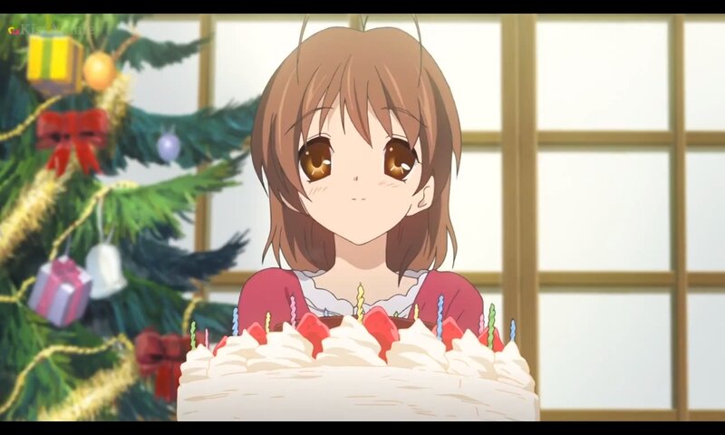 Anime Girl with Cake — Brown, Festive