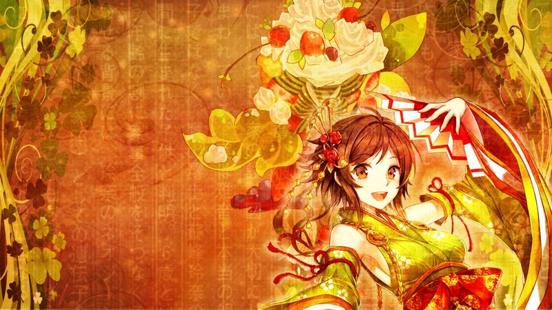 anime girl with cake headdress