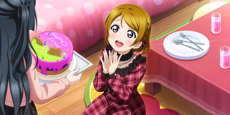 Anime Girl with Cake — Pink, Festive, Table