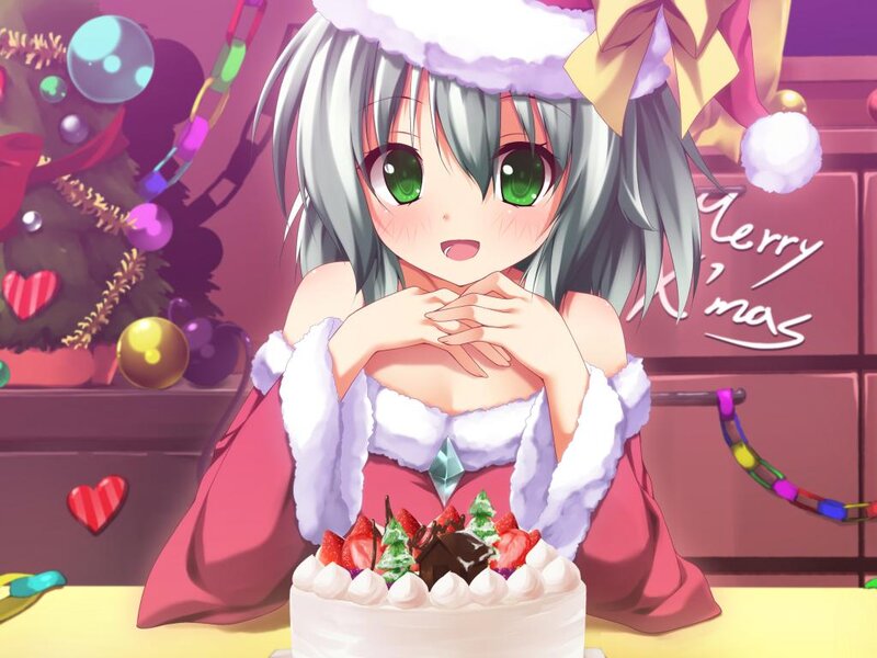 Anime Girl with Cake — Pink, Festive