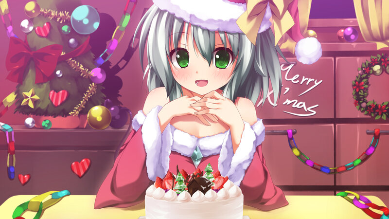 Anime Girl with Cake — Pink, Festive, Winter