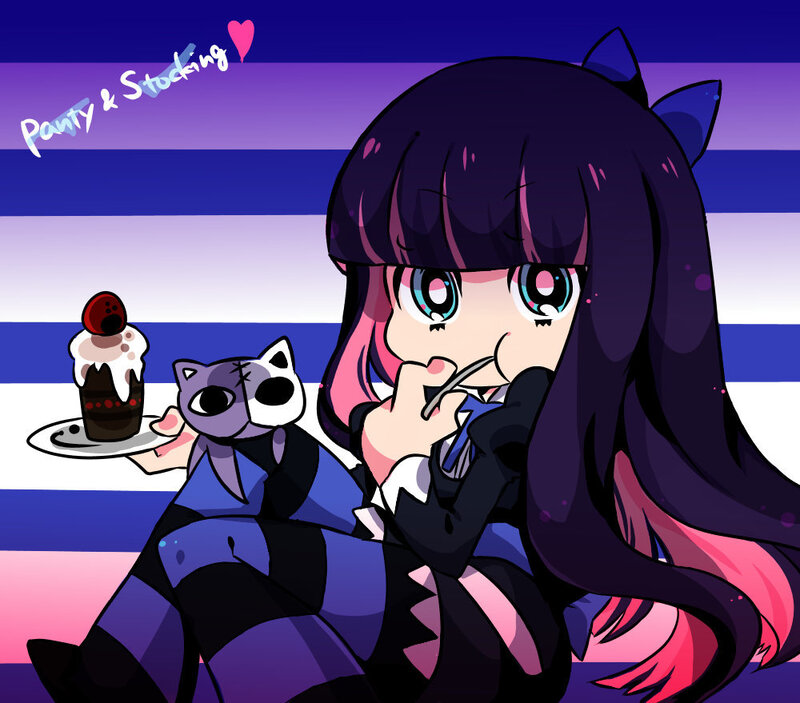 Anime Girl with Cake — Purple