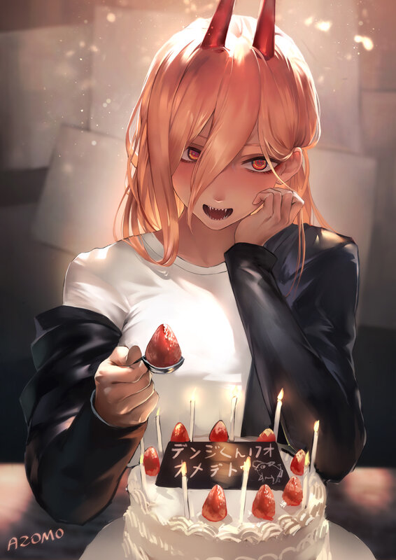 Anime Girl with Cake — White, Dramatic