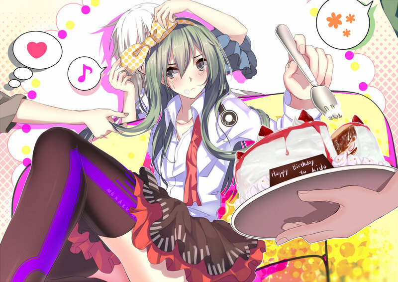 Anime Girl with Cake — Yellow
