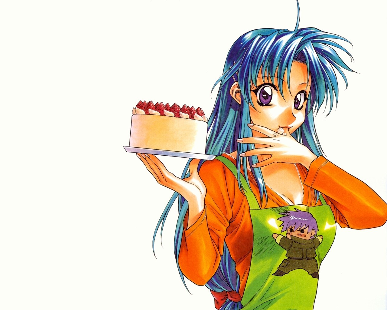 anime girl with cake