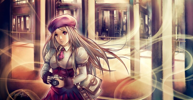 anime girl with camera