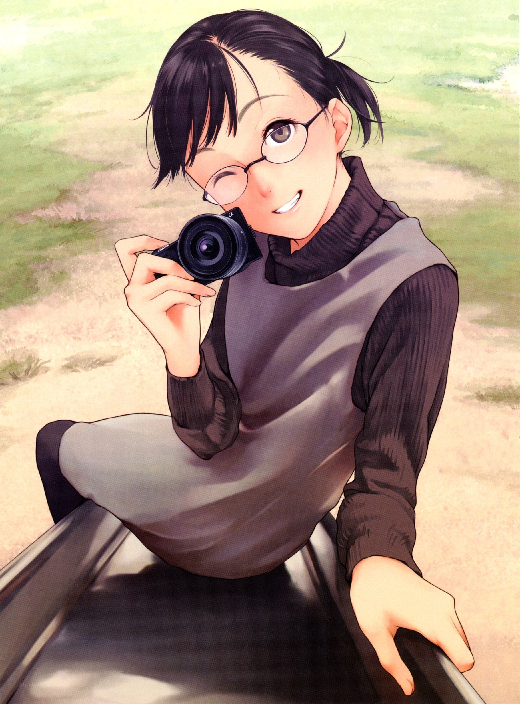 anime girl with camera