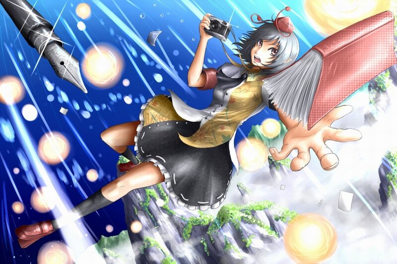 Anime girl with camera and pen