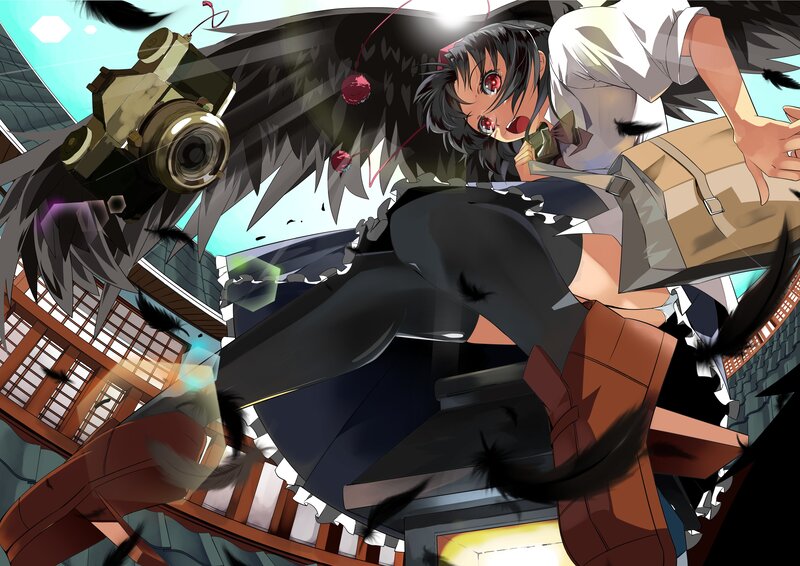 Anime girl with camera and wings