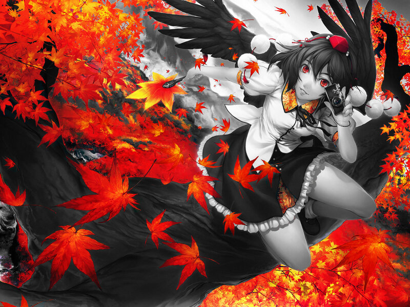 Anime girl with camera and wings