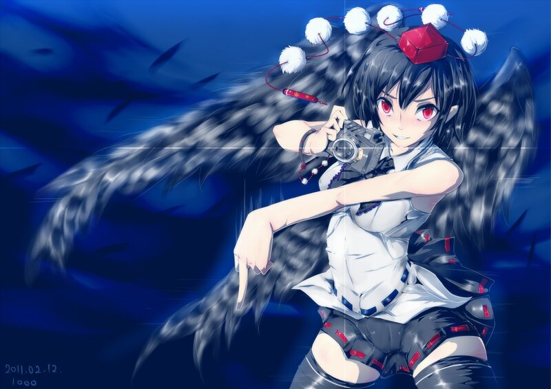 Anime girl with camera and wings