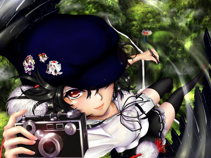 Anime Girl with Camera — Black, Calm