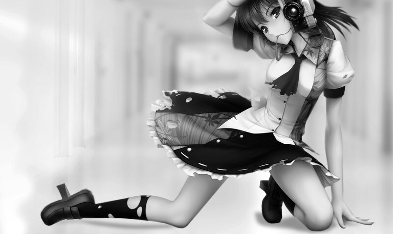 Anime Girl with Camera — Black