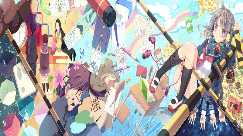 Anime Girl with Camera — Blue, Chaotic
