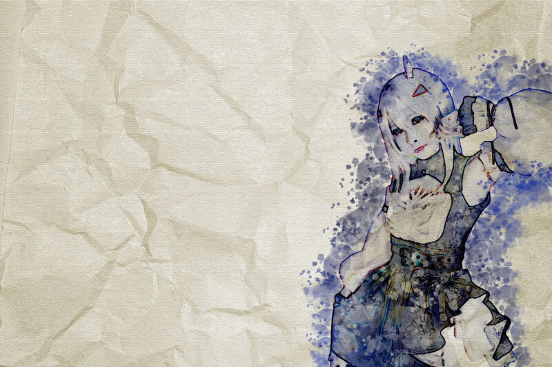 Anime Girl with Camera — Blue, Dramatic, Digital Art