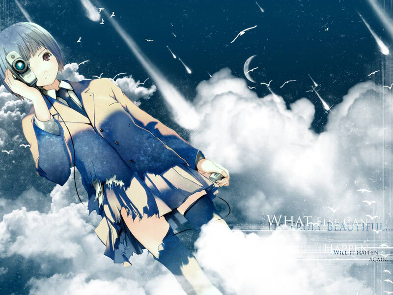 Anime Girl with Camera — Blue, Dreamy