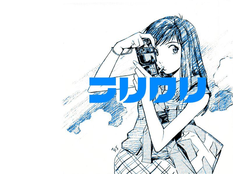 Anime Girl with Camera — Blue, Focused, Manga