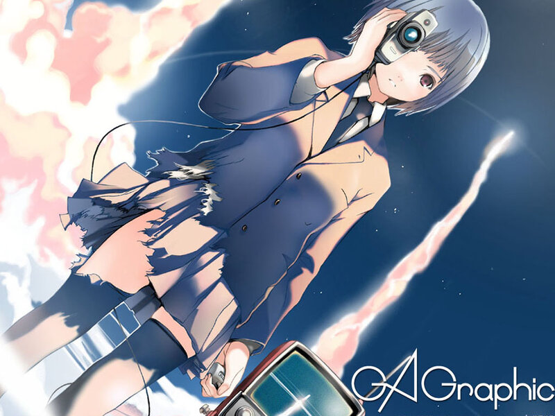 Anime Girl with Camera — Blue