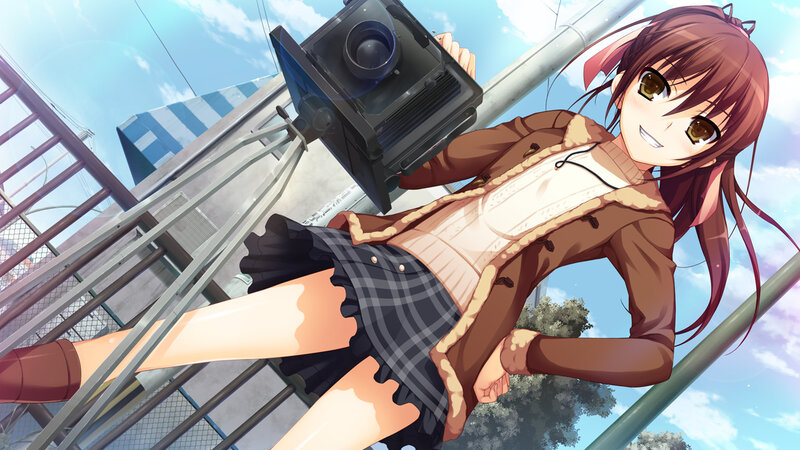 Anime Girl with Camera — Brown, Bright, Cheerful