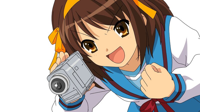Anime Girl with Camera — Brown, Energetic