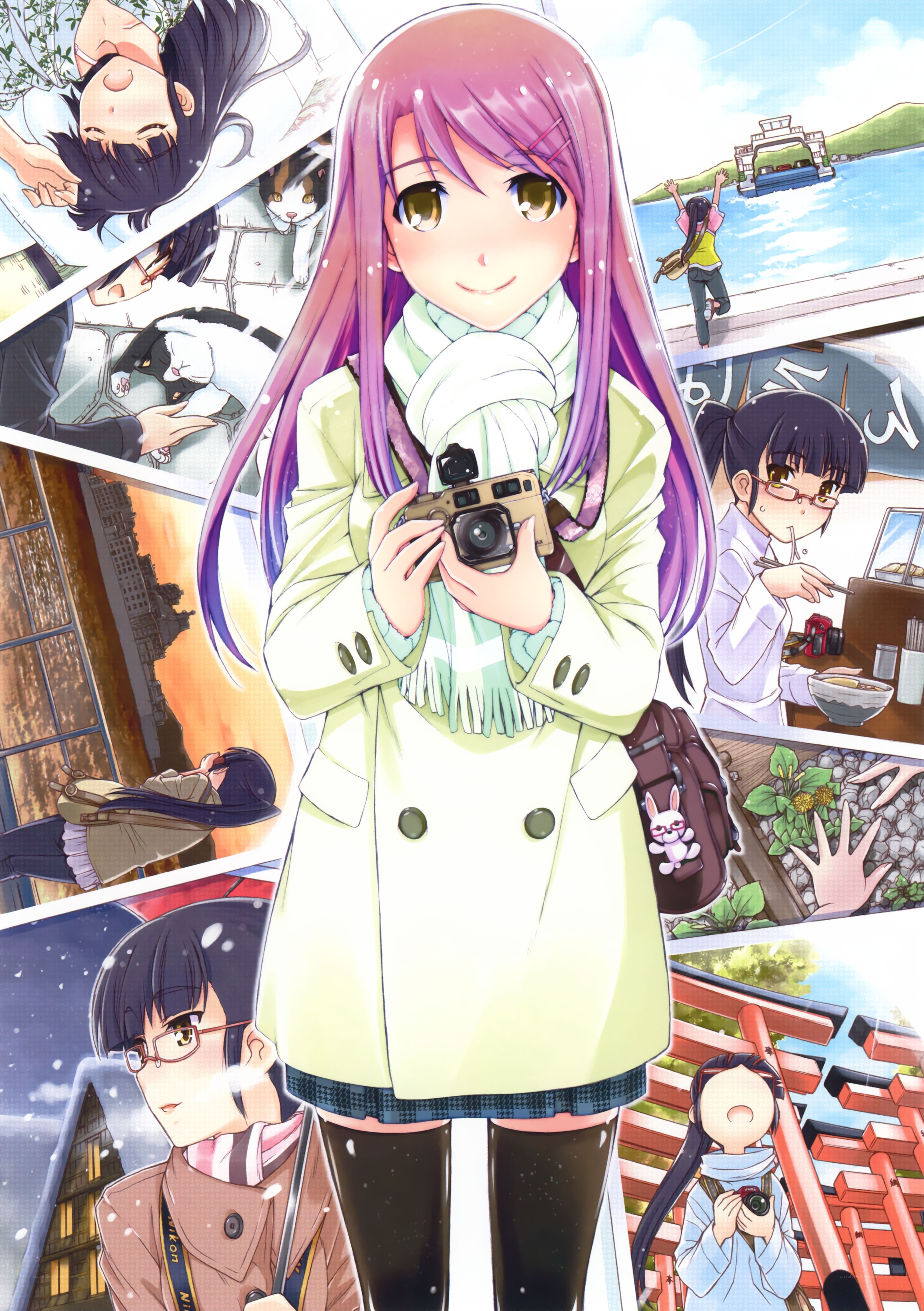 Anime girl with camera collage