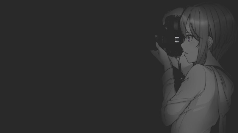 Anime Girl with Camera — Gray, Dark