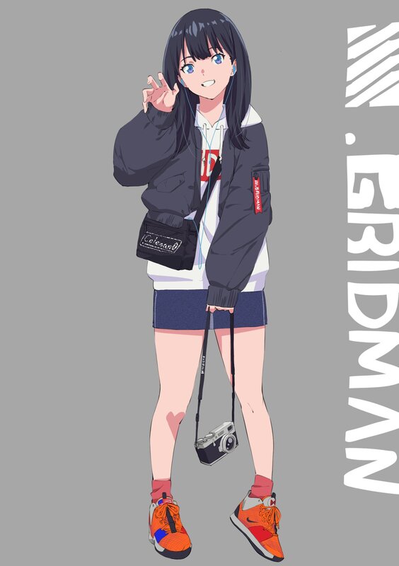 Anime Girl with Camera — Gray, Friendly