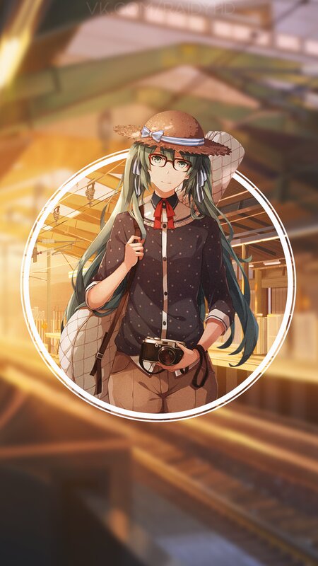 Anime Girl with Camera — Green, Calm