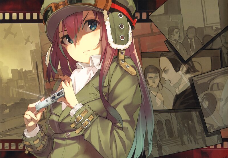 Anime Girl with Camera — Green, Dramatic