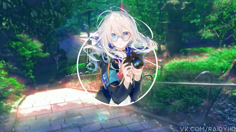 Anime Girl with Camera — Green, Serene, Afternoon